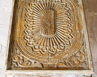 Antique Coffee Table, Beige Wooden Carved Surya Carved Rustic Wood Chai Tables, Cocktail Table, Interior Design 46x29x19