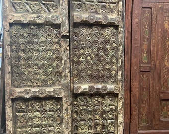 Rustic Indian Teak Door Panels, Barn door, Indian doors, Rustic Carved wood Doors Farmhouse Barn Doors, Vintage Garden doors 80