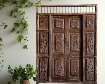 Antique Indian Door, Hand Carved Statement Door, Rustic Teak Door, Vintage Indian door, Teak wood veranda door, Farmhouse Door, 84x59