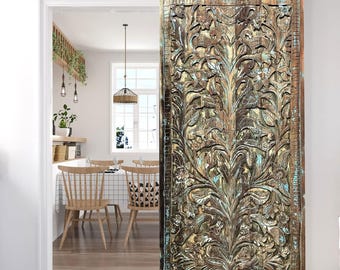 Tree Of Life Carved Barn Door,Sliding Door,Rustic Reclaimed Wood,CUSTOM DOORS,Artistic Unique Eclectic, 84x40