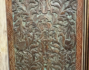 Vintage Barn Door, Mystical forest Carved Custom Sliding Door, Interior door, Sliding Door, Accent Wall Art, Black Wood Carved Door, 80x36