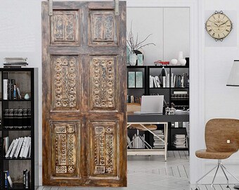 Vintage Carved Barn Door, Bedroom Door, Sliding Door, Pantry, Custom, Interior Door, Farmhouse Door, Hinged Door, Eclectic Design, 80x36