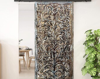 Tree Of Life Carved Barn Door,Sliding Door,Rustic Reclaimed Wood,CUSTOM DOORS,Artistic Unique Eclectic, 84x40