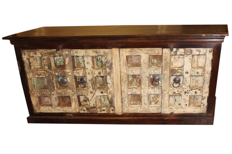Antique Console Haveli Doors Reclaimed Wood Media Teak Image 0