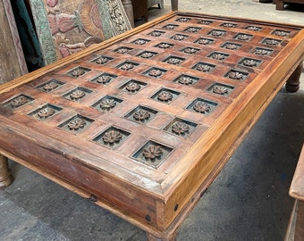 Farmhouse Hall table, Lotus Ceiling Coffee Table, Antique Accent Table, Cocktail Table, Rustic Occasional Table, Eclectic Decor 63x40