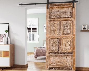 Coastal Farmhouse Carved Shells Barn Doors, Double, Hinged, Interior Door, Sliding Bedroom Door, Closet, Double Doors, Pantry Door 80x36