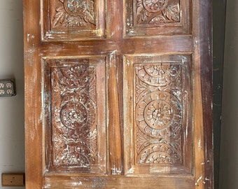 Vintage Whitewash Carved Barn Door, Rustic Sliding Barndoor, Farmhouse doors, Bedroom Door, Resort Design, Single, Double, Eclectic, 84x36