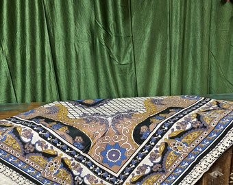 Picnic Throw, Handloomed Cotton Indian Bedding, Blue and White Paisley Print Bedcover, Inspired by India, Versatile Throw