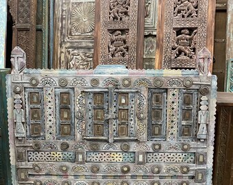 Eclectic Vintage Chest, Indian Tribal Mirrors Banjara Damchiya, Hall Table, Vanity, Hope Chest