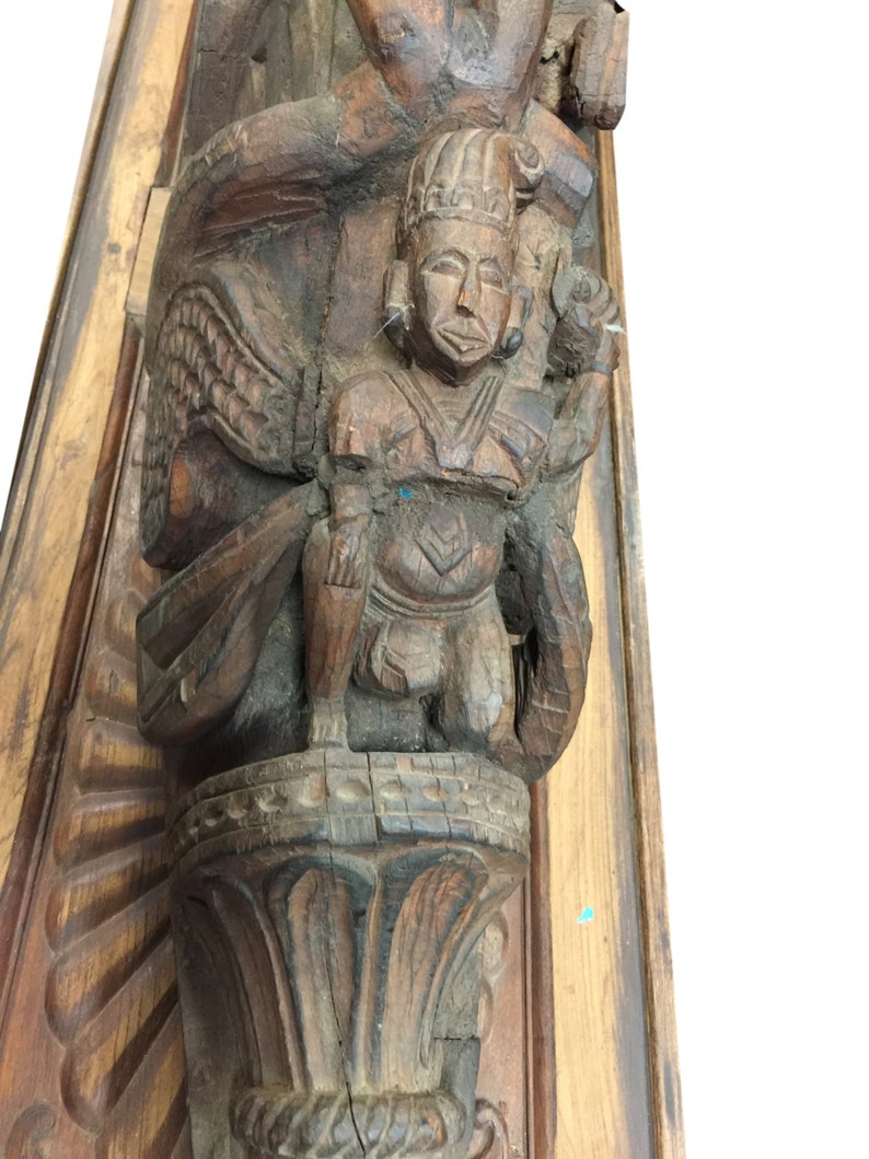 Antique Carved Corbels Bracket from Indian Haveli Estate, Architectural Design, Eclectic Interiors image 5