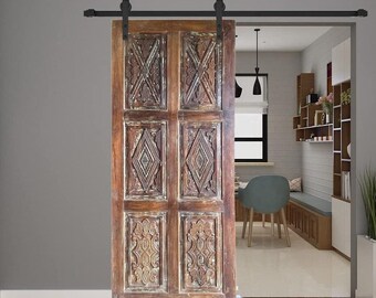 French Country Carved Barndoor, Hand Carved Sliding Door, Hinged Doors, Bedroom Barn Door, Pantry Door, Farmhouse Shabby Chic Decor 84x36