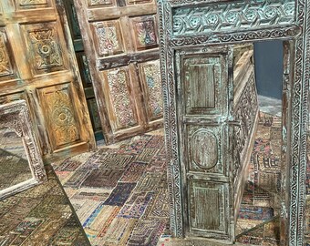 Antique Blue Window, Jharokha with Shutters, Rustic India Furniture, Indian Home Decor Furniture, Handmade Furniture