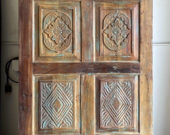 Hand Carved Barn Door Panel, Vintage Style Paneled Door, Bedroom Door, Interior, Reclaimed wood Door, Spanish Style Statement Doors 84x36