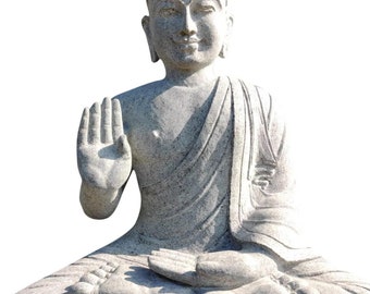 PRE ORDER-Natural Stone Protection Abhaya Buddha Garden Statue Handcarved Budha Granite Stone Zen Outdoor Meditating Sculptures