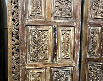 Hand-Carved Door, Natural Wood Carved Sliding Barn Doors, Bedroom Door, Closet Door, Study, Library, Boho Door Panel Room Divider 80x36