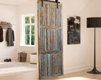 Vintage Sliding Barn Door, Rustic Wall Art, Artistic Nature Barn Doors, Carved Barndoor, Mindful Unique Eclectic