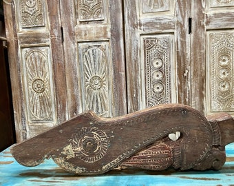 Antique India Architectural Corbels Bracket, Unique Bird Hand Carved Wood Rustic Old World Wall Accents