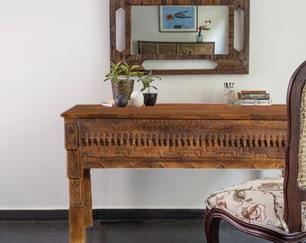 Carved Console Table, Sofa Table, Transitional Table, Living Room Table, Entryway Table, Reclaimed Wood Table, 59