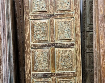 Organic Carved Wood Door, Green Hues Bedroom Door, Natures Harmony Doors, Carved Sliding Door, Wall Art, Pocket Door, Interior Design, 80x36