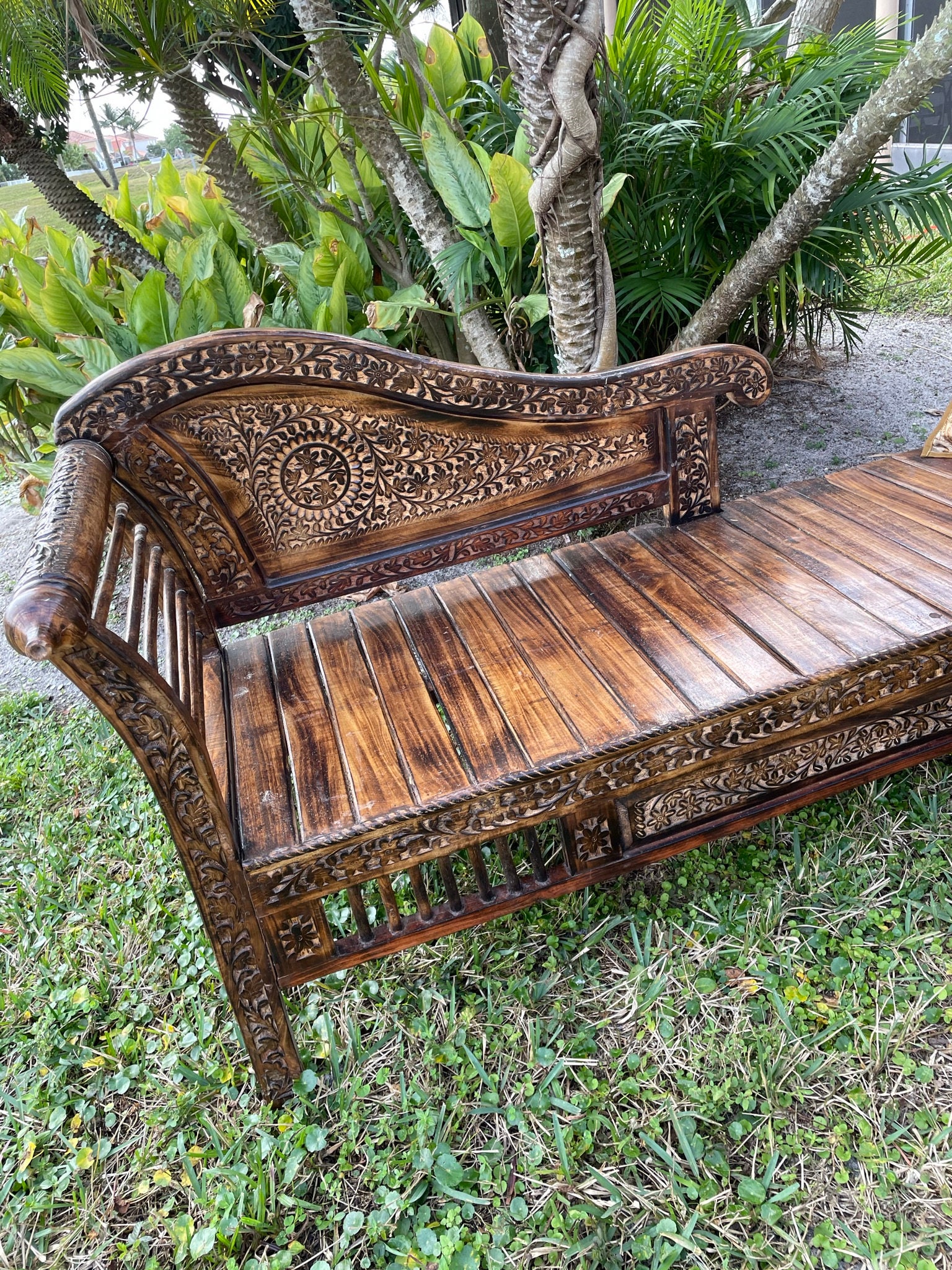 Banco de jardín tallado vintage asiento de amor de la | Etsy