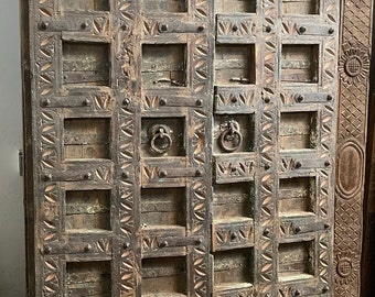 Antique Indian Carved Rajasthani Doors, Vintage Exterior Door, Haveli Doors, Rustic Farmhouse Doors 84x48