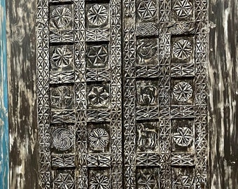 Tribal Chakra Indian doors, Sliding door, Single Door, teak carved door, antique door, Eclectic Decor, 87