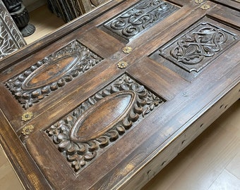 Antique Carved Coffee Table, Rustic Accents Chai Table, Cocktail Table, Living Room Table, Farmhouse Decor, Hand carved Table