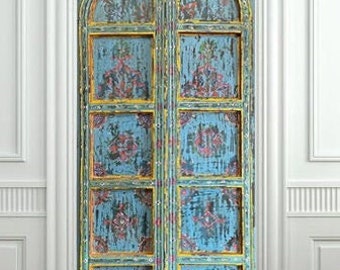 Antique Blue Doors, Artistic Door, Indian Door, Rustic Door, Haveli Doors, Teak, Statment Doors, Unique Eclectic 96x44