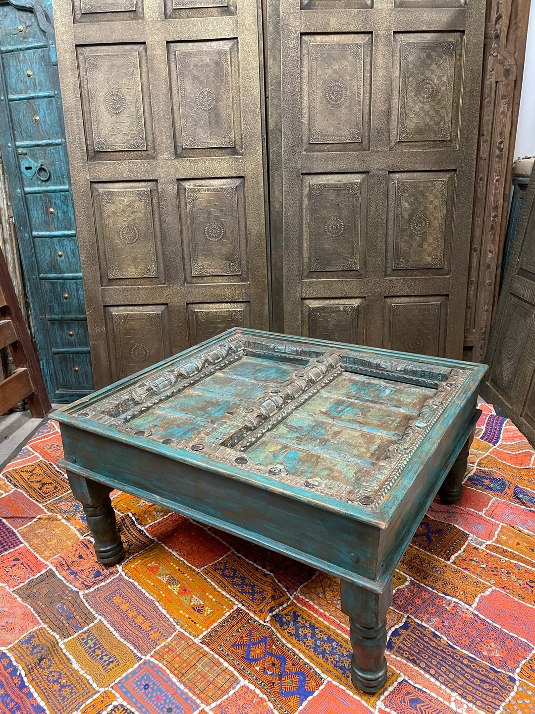 Antique Door Coffee Table Rustic Farmhouse Chai Table Accent Etsy