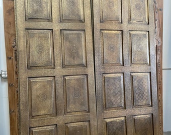 Brass Cladded Door, Indian Brass Barn Door Panels, Handmade, Bedroom Doors, Double, Hanging doors, Moorish Design, Eclectic Decor 96