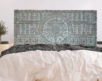 Vintage Carved Queen Headboard, Sun Temple Wall Sculpture, Sliding Barn Door, Vintage Indian Door, Yoga Resort Design 72x35
