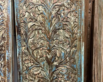 Carved Door, Interior Tree of Life Sliding Barn Door, Whitewash Vintage Wood Door, Artistic Barndoors, Old World Nature Carved Doors, 80x40