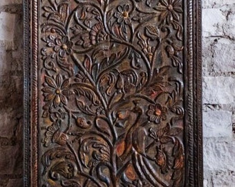 Rustic Barndoor, Reclaimed Interior Door, Tree Of Life Carved Wood Panel, Barn Door, Farmhouse Sliding Doors, Unique Eclectic 72x36