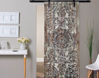 White Lotus Carved Wall Art, Carved Door Panel, Holistic Wall Art, Indian Carved Door, Architectural Interior Design, 80x36