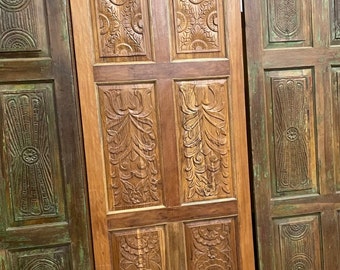 Hand-Carved Doors, Antique Barn Door, Custom Size Interior Sliding Hinged Door, Solid wood Rustic Doors Mediterranean, Unique Eclectic 96x36