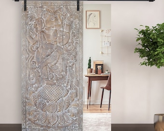 Vintage Indian Door, Dancing Ganesha Yoga Room, Temple Decor, Carved Door, Custom Barn Door, Temple, Altar Room, Hallway Decor 72x35