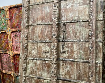 Rustic Teak Wooden Door, Antique Door, Barn Doors, Exterior Door, Handcarved Farmhouse Barn Doors, 84x44