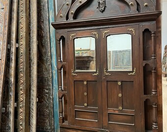 Antique Jharokha Barn Door with Brass Eagle, Medieval Door, Library Door, Bathroom Door, Bold Rustic Door, Wine Room, Sliding Door 83X42