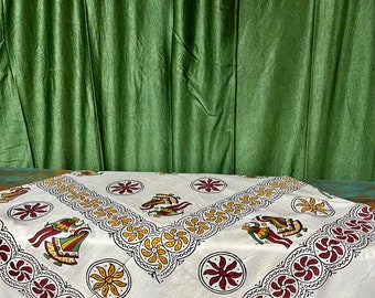 Picnic Throw, Handloom Cotton Indian Bedspread, Bed Throw, India Printed Queen Size Bed Cover Decor, Handmade Wall Tapestry, 100x90