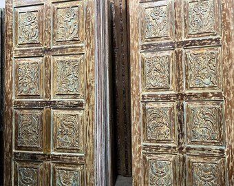 French Carved Wood Doors Green Hues Bedroom Double Doors Natures Harmony Doors Carved Sliding Door Wall Decor Art Interior Design, 80x36