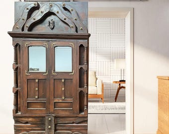 Antique Indian Barn Door, Maximalist, Brutalist Medieval Door, Library Door, Studio Door, Bold Rustic Door, Wine Room, Sliding Door 83X42