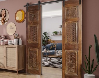 Vintage Carved Door, Custom Unique Hand Carved Barn Doors, Hinged Door, Closet Door, Pantry Door, Farmhouse Door, Antique Carved Door, 80x35