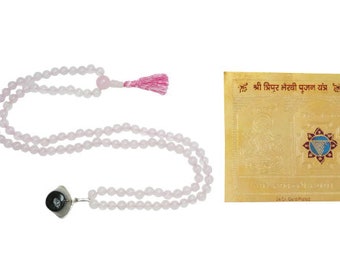Love Rose quartz mala Evil eye Protection pendant Mala Beads Spiritual Sacred Geometry Yantra