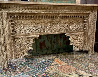 Carved Console Table, Rustic Media Console Table, Ornate Hall Table, Sofa Table, Unique Eclectic, Accent Decor