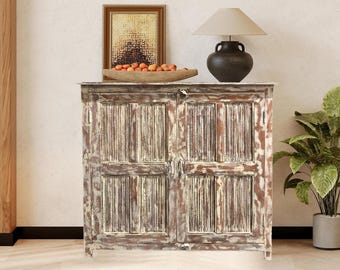 Antique French Style Sideboard Whitewash Credenza, Buffets & China Cabinets TV Stand Console Rustic Storage Livingroom furniture 52x49
