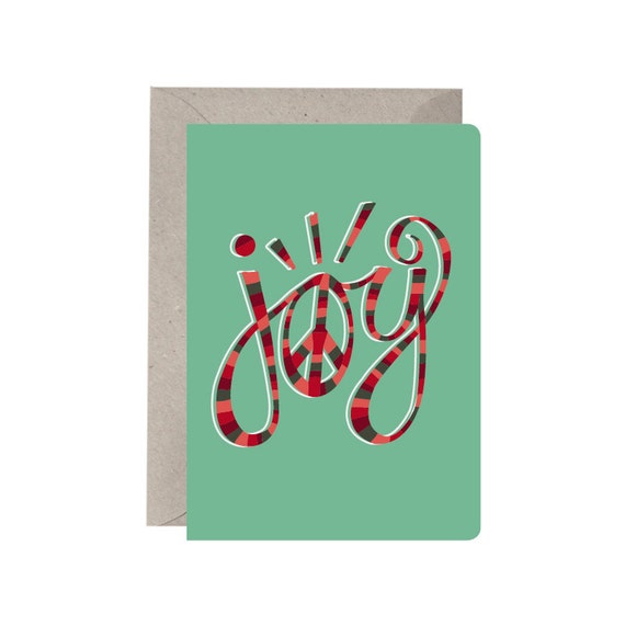 christmas card joy peace sign typography peace sign etsy