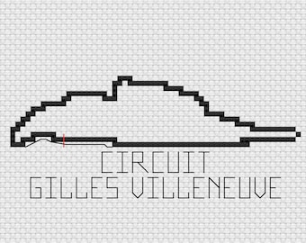 Canadian Grand Prix F1 Cross Stitch Track Map PDF Pattern
