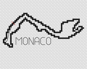 Monaco Grand Prix F1 Cross Stitch Track Map PDF Pattern