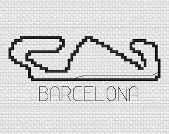 Spain - Barcelona F1 Cross Stitch Track Map PDF Pattern