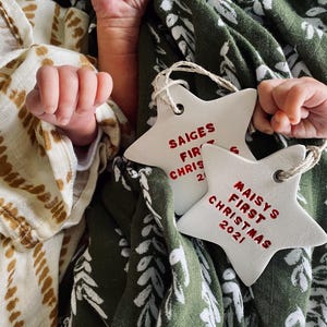 Personalised Baby’s First Christmas Keepsake | Clay Christmas Ornament or Decoration